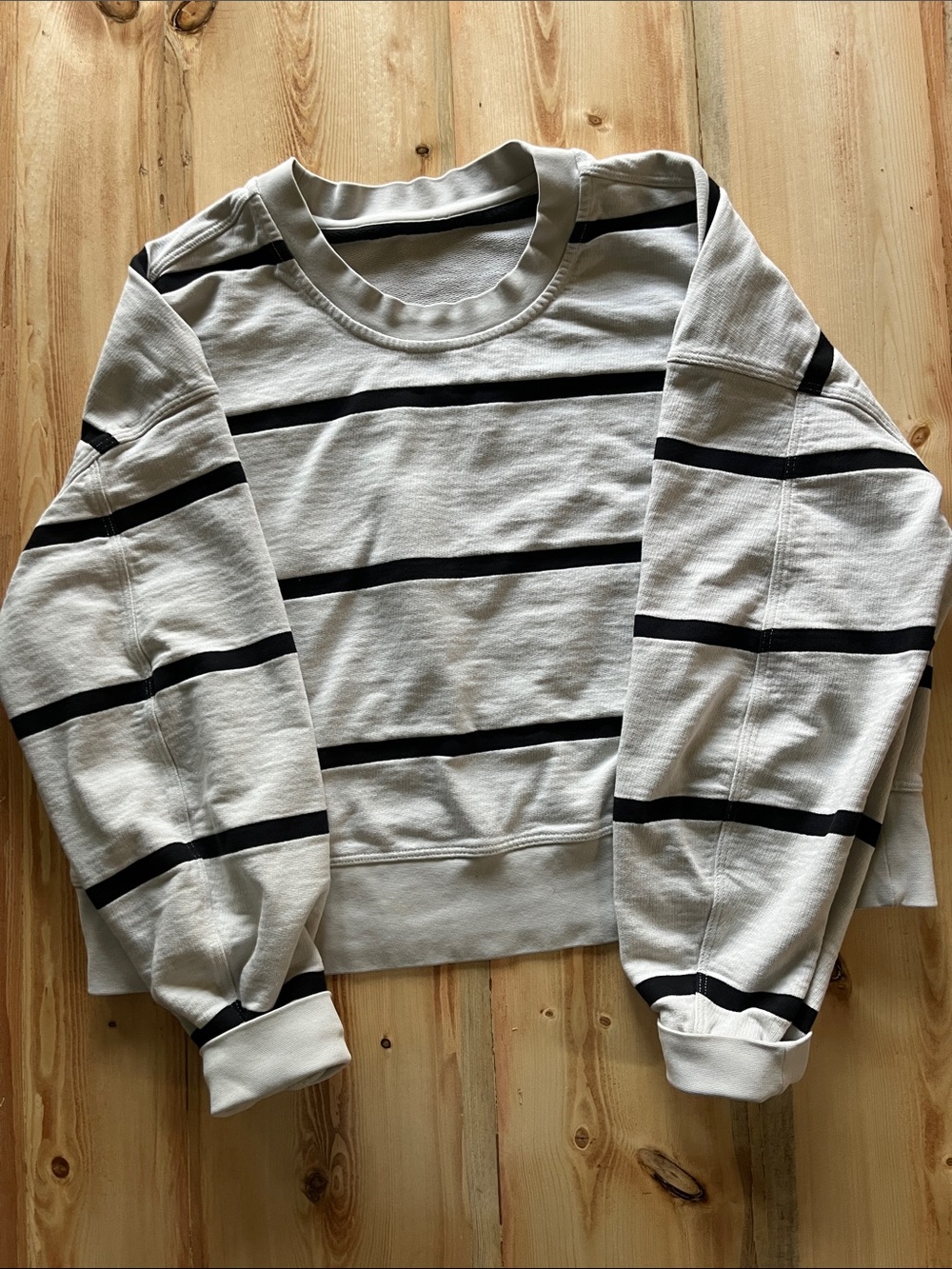 Lululemon Women’s Crewneck Striped Sweater - Cream with Black Stripes